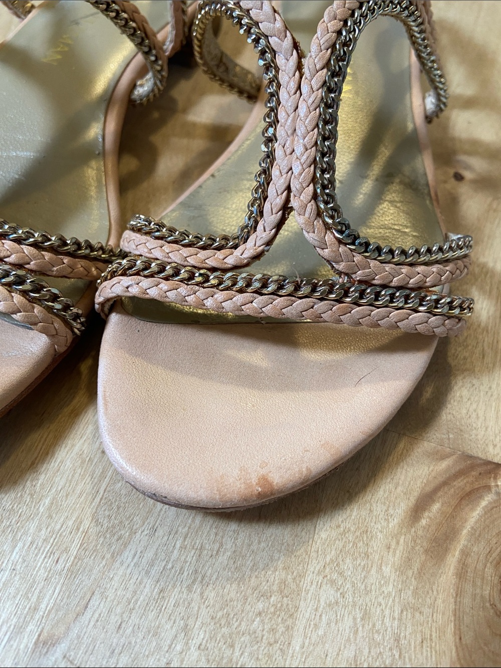 Stuart Weitzman Blush Braided T-Strap Sandals - Picture 5 of 8